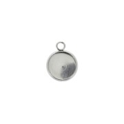 Serti pendentif pour cabochon rond fond plat 8 mm en Acier inox x1|raw }}