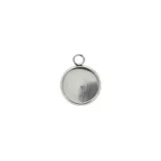 Serti pendentif pour cabochon rond fond plat 8 mm en Acier inox x1