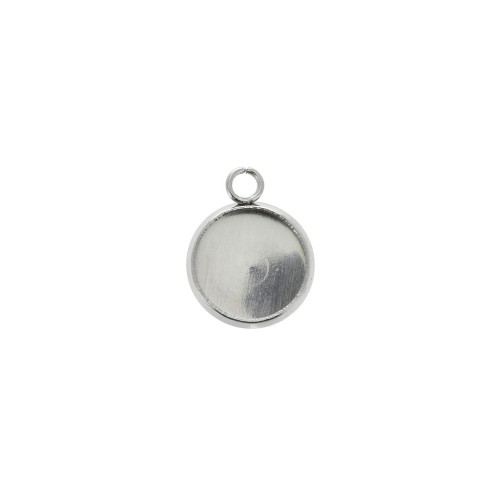 Serti pendentif pour cabochon rond fond plat 8 mm en Acier inox x1