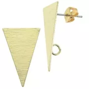 Clous d'oreilles triangle effet strié avec anneau en laiton 13x23 mm Doré x2