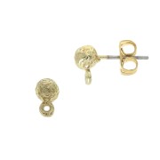 Clous d'oreilles boule martelée avec anneau à décorer en zamac 4.5x7 mm Doré x2|raw }}