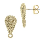 Clous d'oreilles goutte travaillée avec anneau 9x17 mm - Doré x2|raw }}