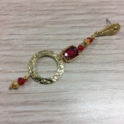 Clous d'oreilles goutte travaillée avec anneau 9x17 mm - Doré x2