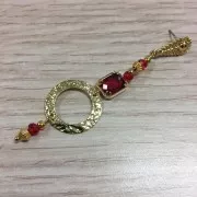 Clous d'oreilles goutte travaillée avec anneau 9x17 mm - Doré x2