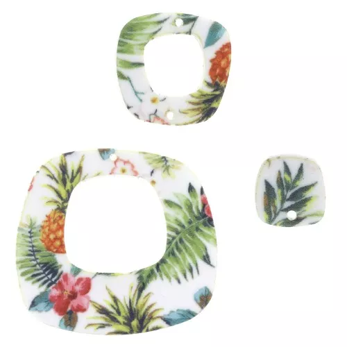 Set de 3 intercalaires carrés asymétriques en plexiglas - Fleurs tropicales