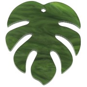 Pendentif tropical feuille de Philodendron en plexiglas 30x35 mm Vert x1