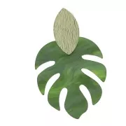 Pendentif tropical feuille de Philodendron en plexiglas 30x35 mm Vert x1