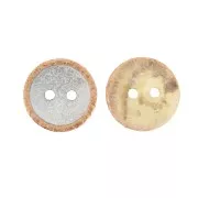 Bouton couture en Nacre avec paillettes 14 mm Naturel / Orange x1