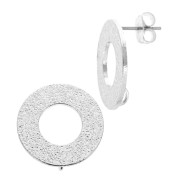 Clous d'oreilles design cercle avec anneau à décorer en laiton 16 mm Rhodié x2|raw }}