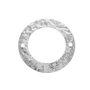 Anneau de montage et tissage martelé en laiton 21 mm 2 trous Rhodié brillant x1|raw }}