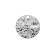 Sequin rond martelé pour la création de bijoux fantaisie en laiton 14 mm Rhodié x1|raw }}