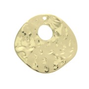 Sequin rond irrégulier martelé pour la création de bijoux fantaisie 23mm Doré x1