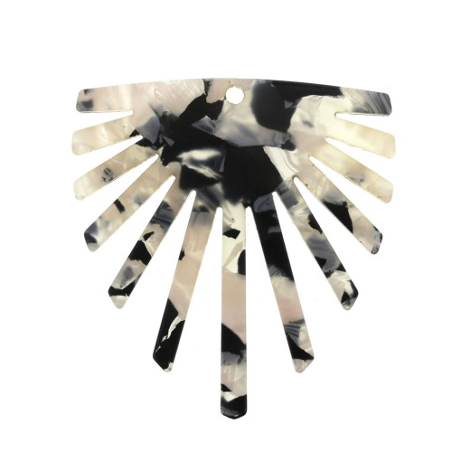 Pendentif géométrique soleil en plexiglas 50x47mm écaille de tortue Beige/Noir x1