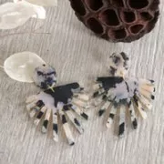 Pendentif géométrique soleil en plexiglas 50x47mm écaille de tortue Beige/Noir x1