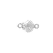 Intercalaire coquillage 2 anneaux 15x8.5 mm Placage Argent fin vieilli x1