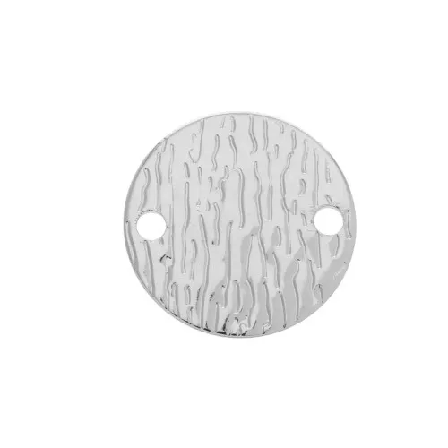 Intercalaire rond martelé 2 trous en laiton 16 mm Rhodié x1