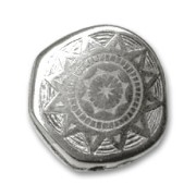 Perle Bombée Soleil en résine CCB 18 mm Argenté vieilli x1