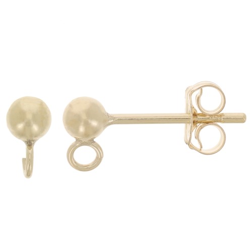 Clous d'oreilles boule 3 mm avec anneau ouvert - Gold filled (or laminé) x2
