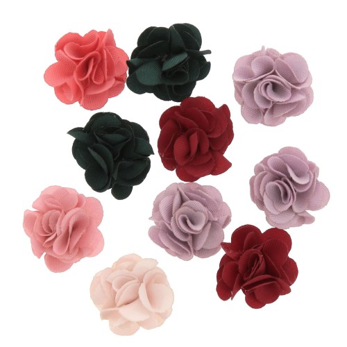 Fleur En Tissu A Faire Soi Meme Assortiments De Mini Fleurs En Tissu A Coudre Ou A Coller Multicolore X10 Perles Co