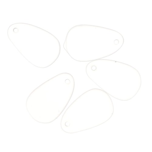 Breloque goutte en résine effet verre dépoli 15x24.5 mm - Transparent x1