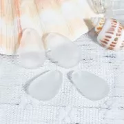 Breloque goutte en résine effet verre dépoli 15x24.5 mm - Transparent x1