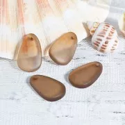 Breloque goutte en résine effet verre dépoli 15x24.5 mm - Marron transparent x1