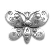 Pendentif papillon 23x30 mm Placage Argent fin vieilli x1|raw }}