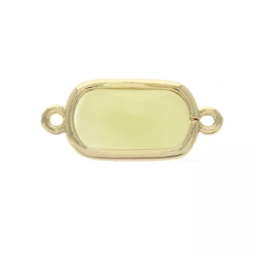 Intercalaire 2 anneaux verre facetté forme rectangle 18x8 mm Doré/Opaque jaune x1