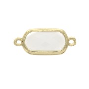 Intercalaire 2 anneaux verre facetté forme rectangle 18x8 mm Doré/Opaque Ivoire x1