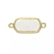 Intercalaire 2 anneaux verre facetté forme rectangle 18x8 mm Doré/Opaque Ivoire x1