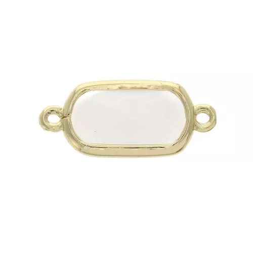 Intercalaire 2 anneaux verre facetté forme rectangle 18x8 mm Doré/Opaque Ivoire x1