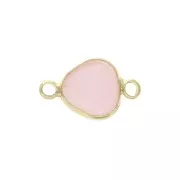 Intercalaire 2 anneaux verre facetté forme goutte 14x9 mm Doré/Opaque Rose x1