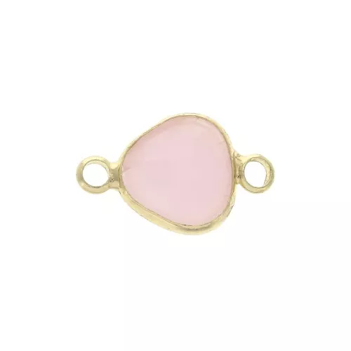 Intercalaire 2 anneaux verre facetté forme goutte 14x9 mm Doré/Opaque Rose x1