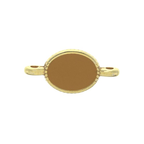 Intercalaire 2 anneaux ovale en zamac et résine époxy 16x8 mm Doré / Ocre x1