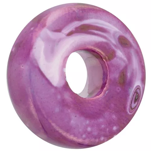 Perle Heishi rondelle en céramique 15 mm Pourpre marbré x1
