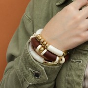 Perle Heishi rondelle en céramique 15 mm Pourpre marbré x1