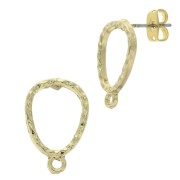 Clous d'oreilles gouttes effet martelé avec anneau fermé en zamac 11x17mm Doré x2