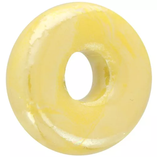 Perle Heishi rondelle en céramique 15 mm Jaune irisé x1