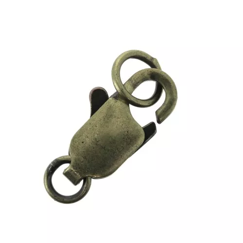 Fermoir mousqueton allongé avec anneaux fermés 12 mm bronze x1