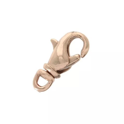Fermoir mousqueton avec anneau pivotant 12 mm Doré rose x1