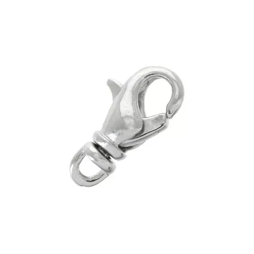 Fermoir mousqueton avec anneau pivotant 12 mm Rhodié x1