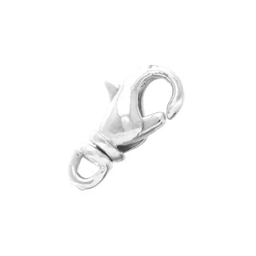 Fermoir mousqueton avec anneau pivotant 12 mm Placage Argent fin x1