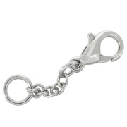 Fermoirs mousquetons 10 mm avec chaînette d'extension et anneau Rhodié x5|raw }}