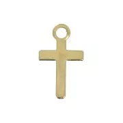Breloque croix 10 mm pour la création de bijoux fantaisie - Doré à l'or fin x6