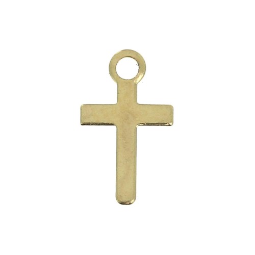 Breloque croix 10 mm pour la création de bijoux fantaisie - Doré à l'or fin x6