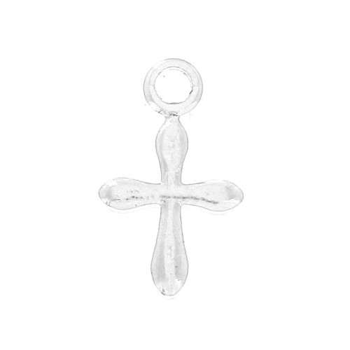 Breloque croix 11x6 mm pour la création de bijoux fantaisie - Placage Argent fin x6