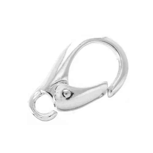 Fermoir mousqueton 13 mm avec anneau ouvert - Placage Argent fin x1