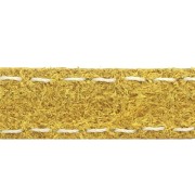Lacet cuir plat - croûte de cuir - surpiqué 10 mm - Jaune x 1m