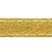Lacet cuir plat - croûte de cuir - surpiqué 10 mm - Jaune x 1m
