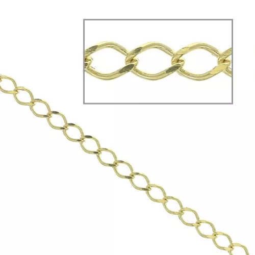 Chaîne maille rombo limée 3.1 mm Plaqué Or 3 microns x50 cm